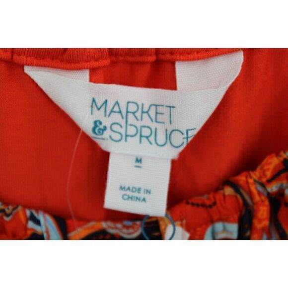 Market & Spruce Meroni Mixed Media TOP ORANGE PAISLEY SIZE MEDIUM M NWT - Picture 7 of 8